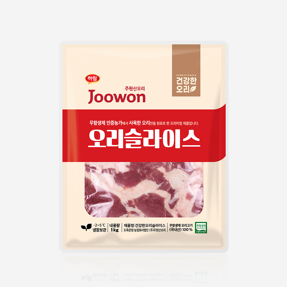 하림 주원산오리 무항생제 인증 건강한 오리 슬라이스 1kg (냉장) : 주원산오리