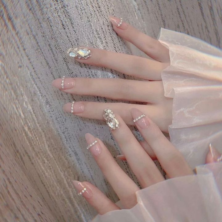 셀프 네일팁 세트 붙이는 젤네일 간편 인조손톱 글루 파일 브이컷 아몬드그라 : 네일큐리nailquiree