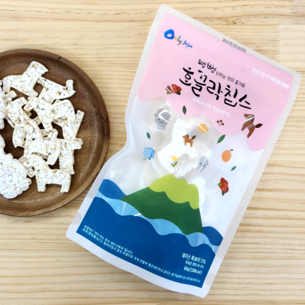 제주 아이들 건강 간식용 스낵 아기 과자 떡뻥 호끌락칩스 3종 : 제주4989