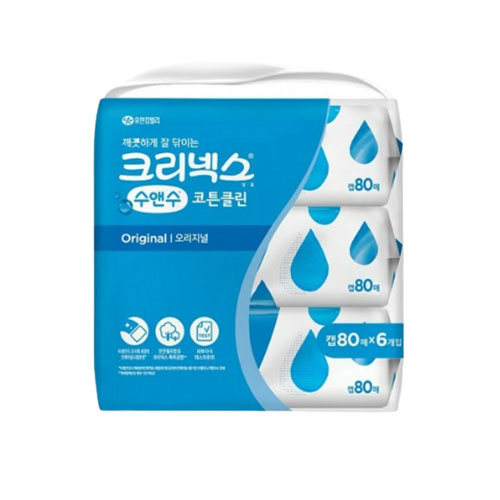 크리넥스 수앤수 코튼클린 오리지널 캡형 80매 X6팩 : jm컴퍼니