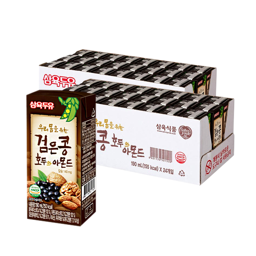 삼육두유 검은콩 호두와 아몬드 190ml 48팩 (24팩x2) : 삼육두유 공식스토어