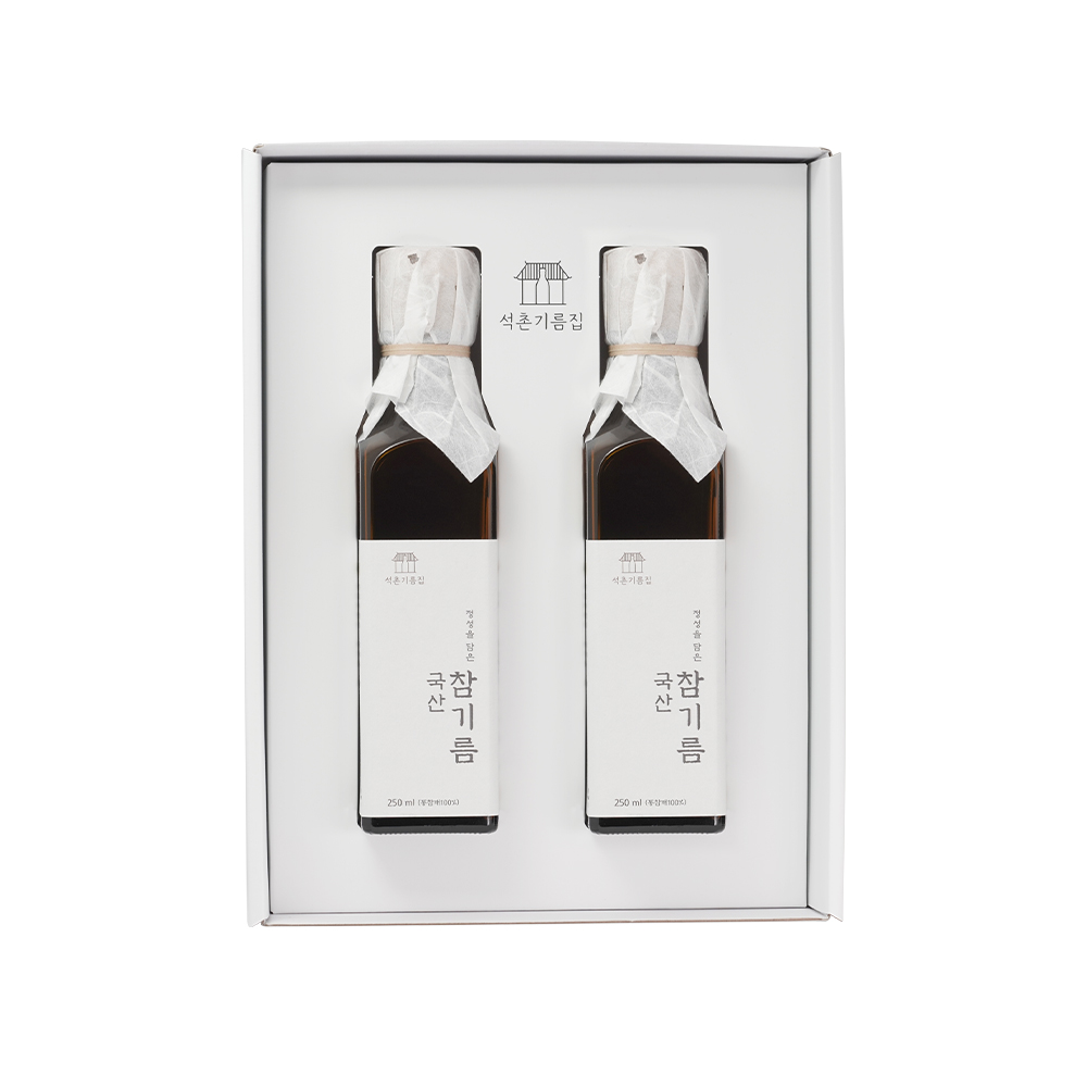 석촌기름집 고소한 국산 참기름 들기름 선물세트 250mL : 석촌 기름집