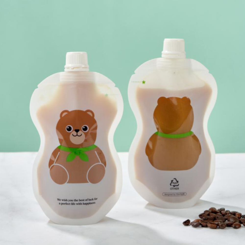 띵파우치 스파우트파우치 음료 주스팩 투명 소분 용기 곰돌이 150ml 50매 : 오누이상회