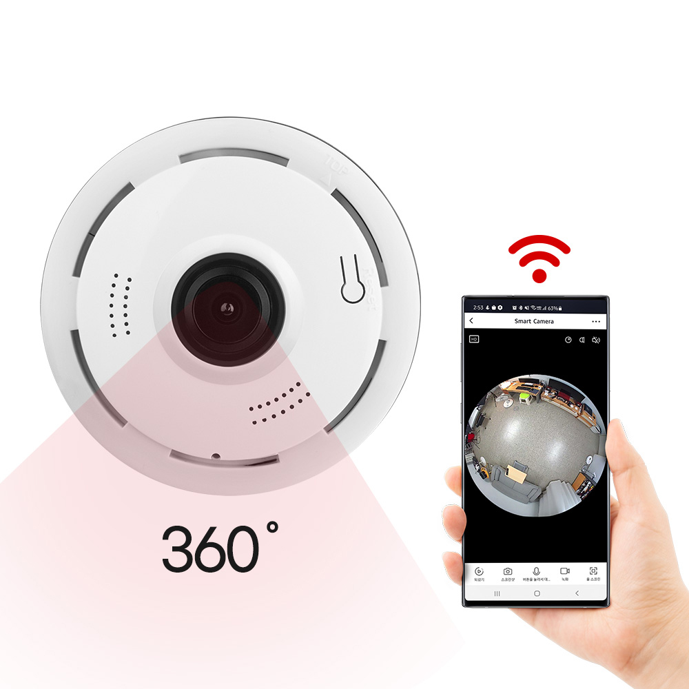 스마트공간 IoT 파노라마 카메라 - 셀홈 CCTV 보안 매장 상가 방범 사무실 앱연동 : 스마트공간몰