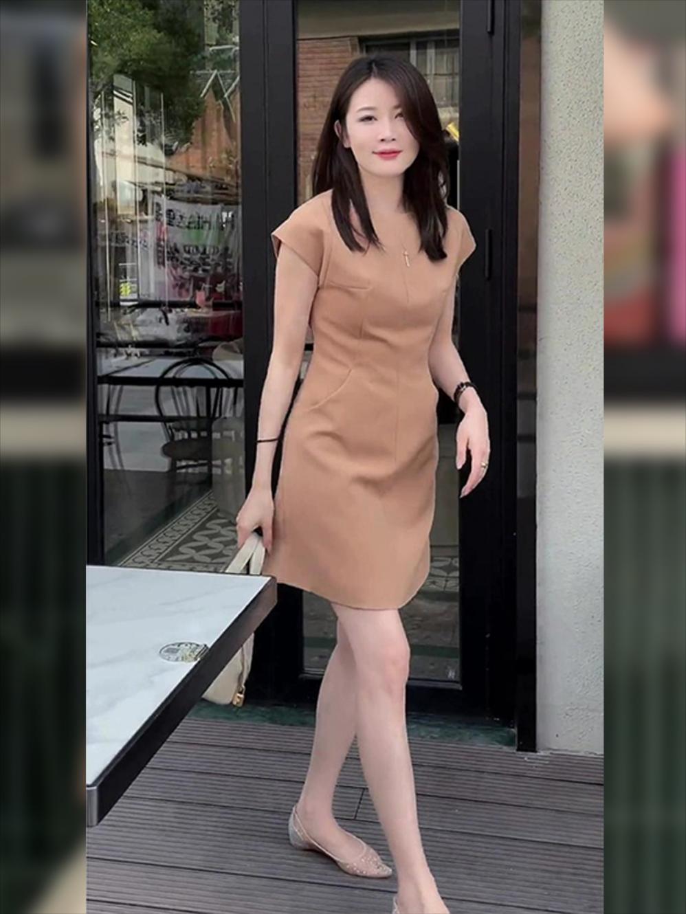 지퍼 A 라인 원피스 뱃살을 가려 줄여주 여름 : 보스톤언니