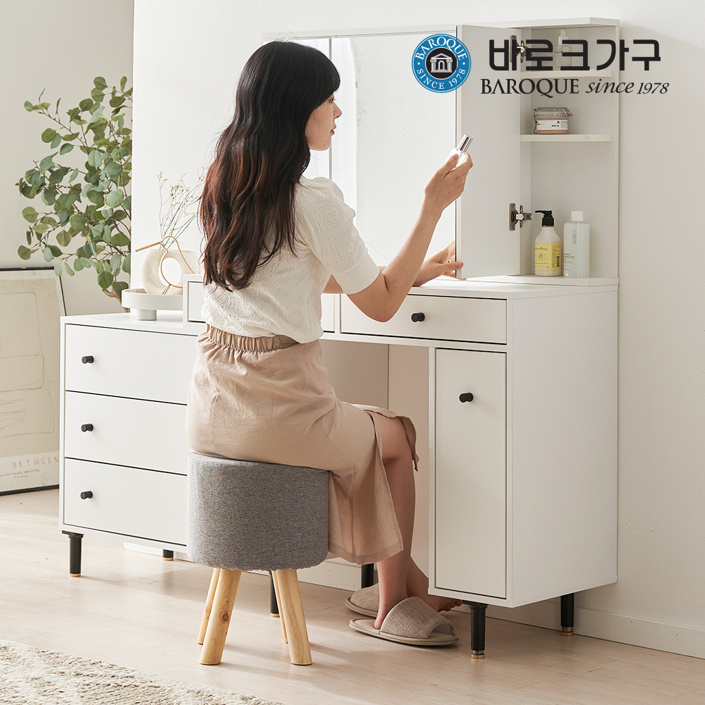 바로크가구 포드 패브릭 원목 스툴 : 바로크 가구