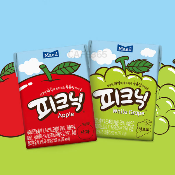 매일유업 피크닉 사과 청포도 200ml 24팩 1박스 : 카페 365