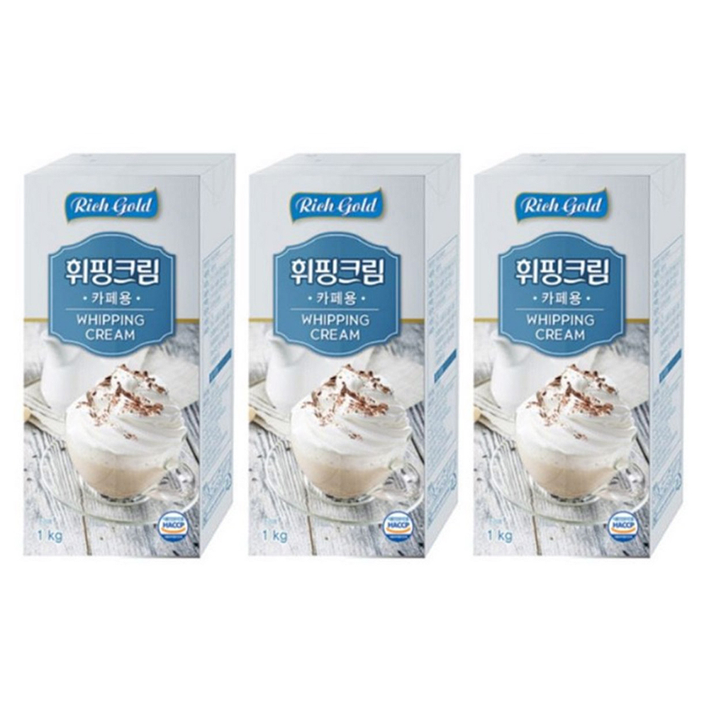 동서 리치골드 휘핑크림 1kg x 3개 카페용 HACCP 식물성 홈카페 만들기 아인슈페너 : 홈앤스쿨