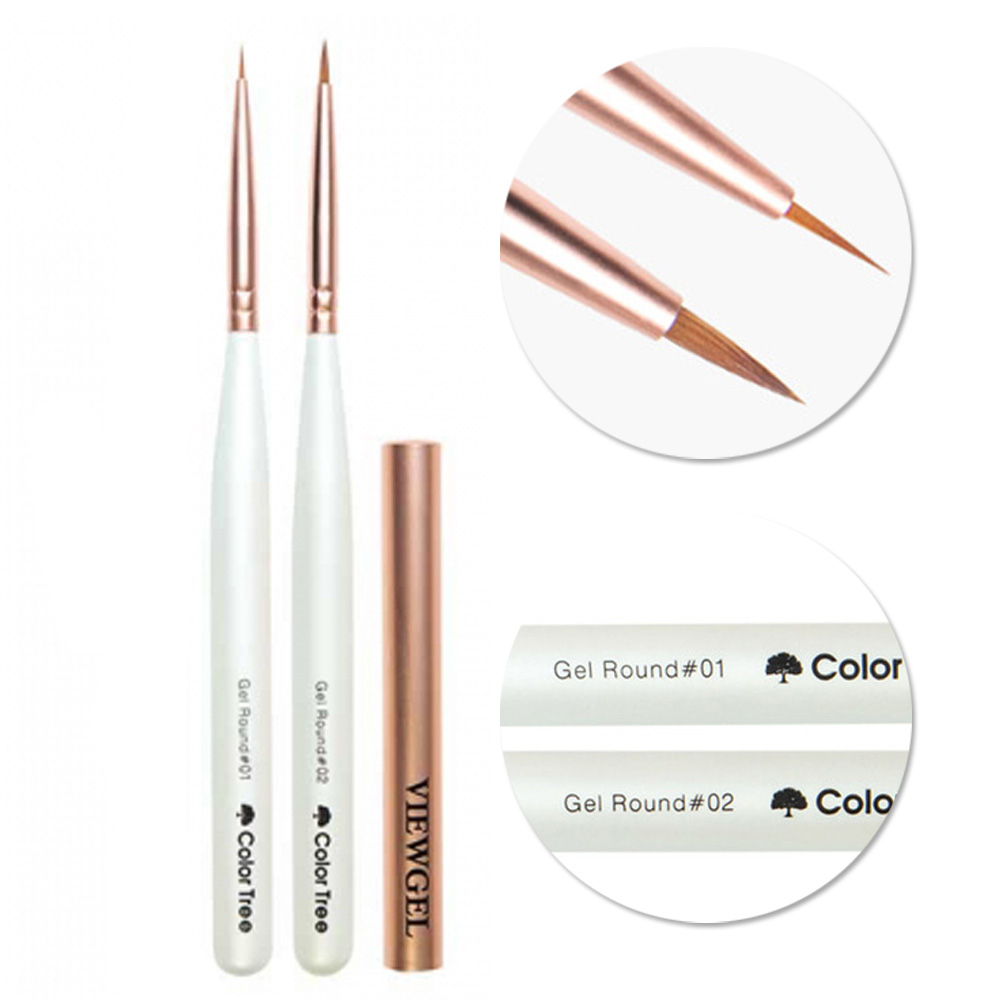 뷰젤 콜린스키 라운드브러쉬 젤네일브러쉬 5.0mm (1호) 가는선 윤곽선 자유곡선 : 뷰티재료 네일아트