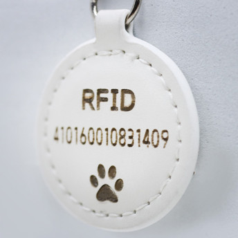 [마이딩고] 국가정식 동물등록 RIFD 원형 가죽 인식표 : 요거먹냥