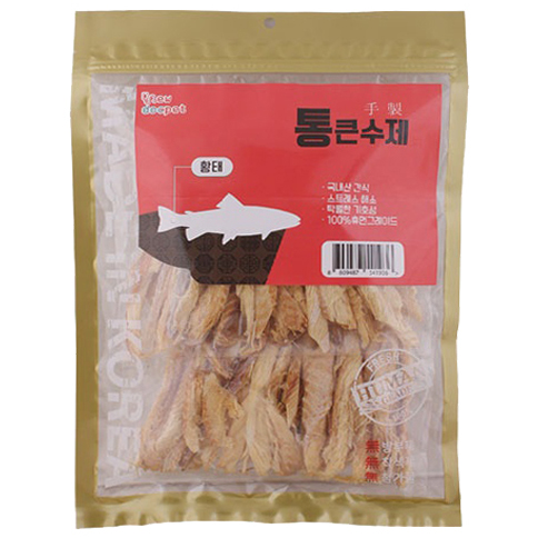 네츄럴EX 육포 통큰수제 황태, 140g, 1개 : 바른펫