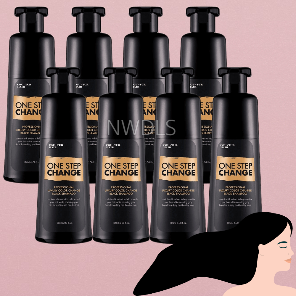 꾸띄르 새치염색샴푸 염색샴푸 컬러체인지 블랙 진갈색 180ml 8개 : 뉴딜스