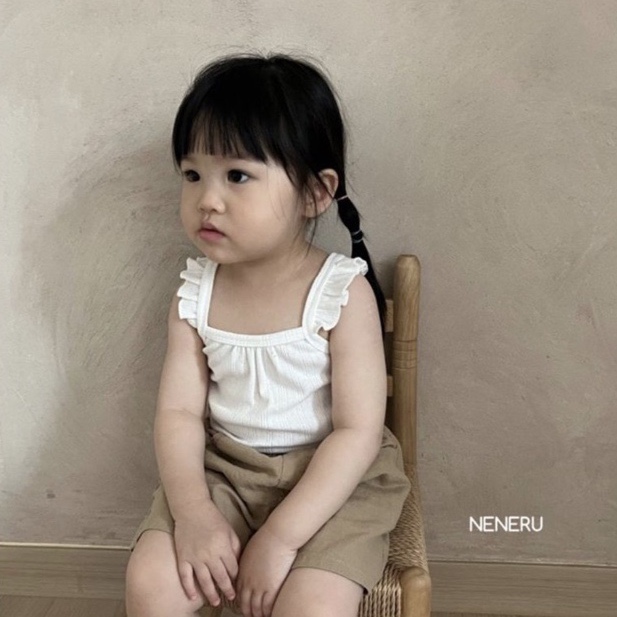 어린이집 등원룩 아기 여름 민소매 나시 프릴 레이스 면나시 어린이집 등원복 슈가나시 : 미뇽.mignon