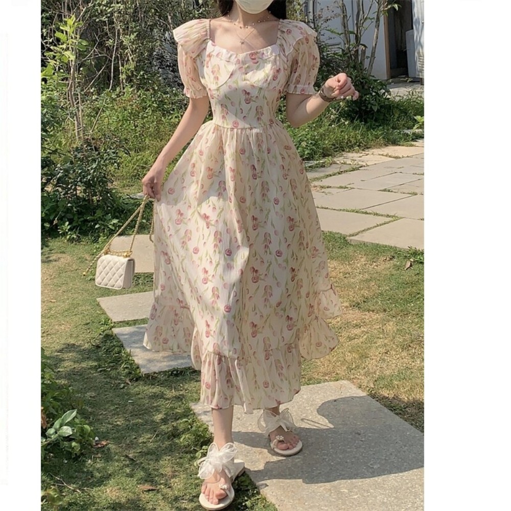 여자 여름 숙녀 플라워 원피스 우아한 반팔 원피스 nm2wj0717 : 한국동형 주식회사