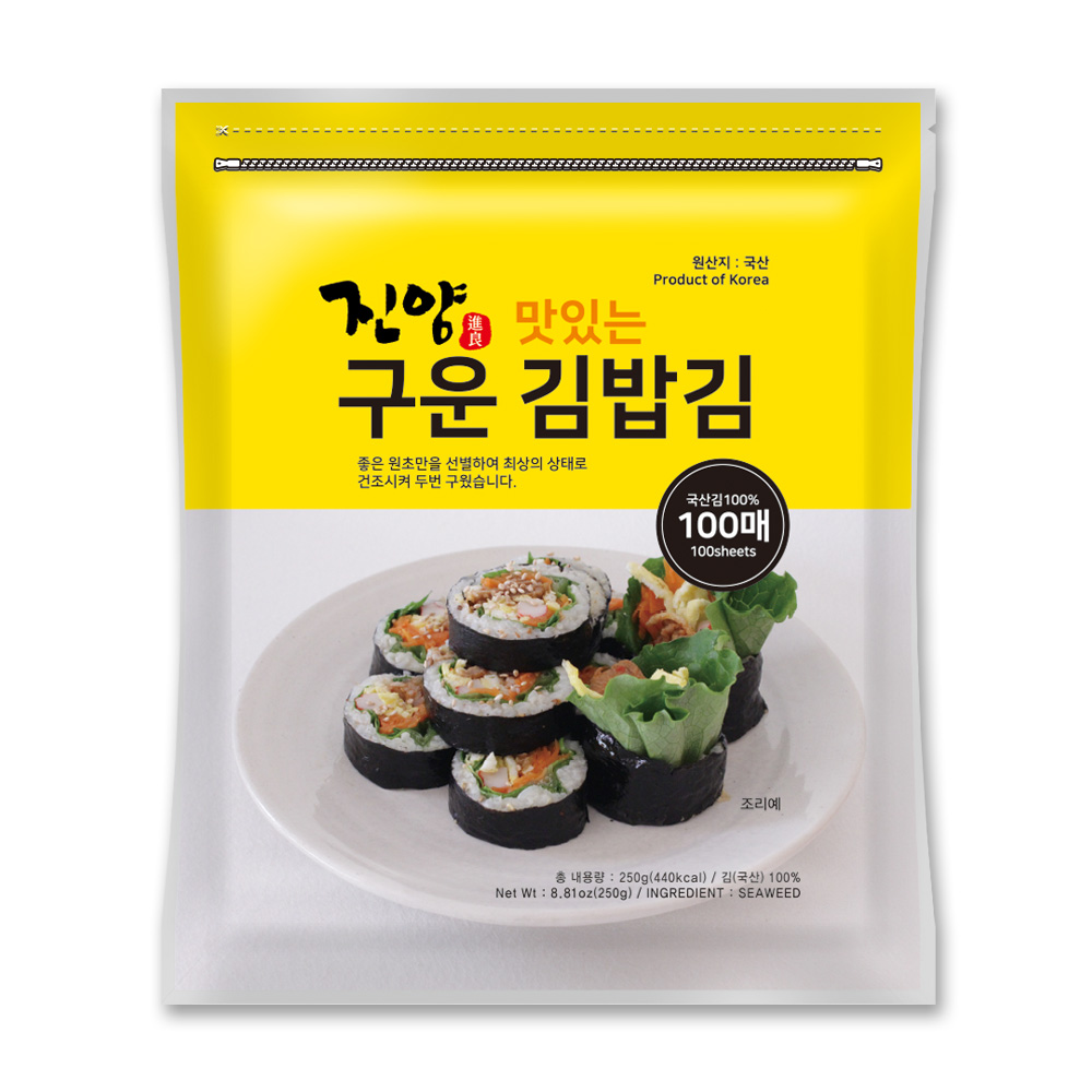 [진양김] 맛있는 구운 김밥김 250g, 100매 : 진양식품