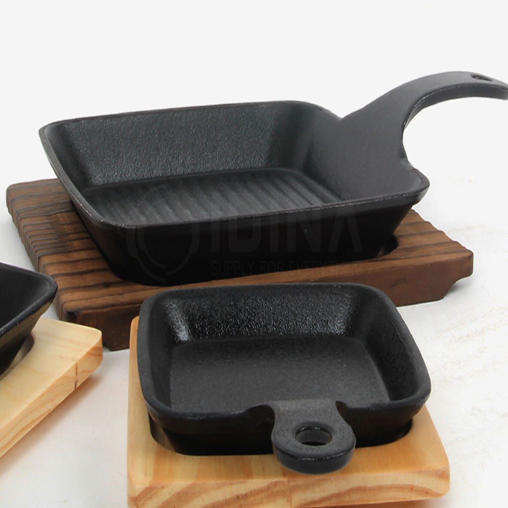 사각 무쇠 주물팬 손잡이 스테이크판 토스트 철판 13.5cm : 엠제이할인마트