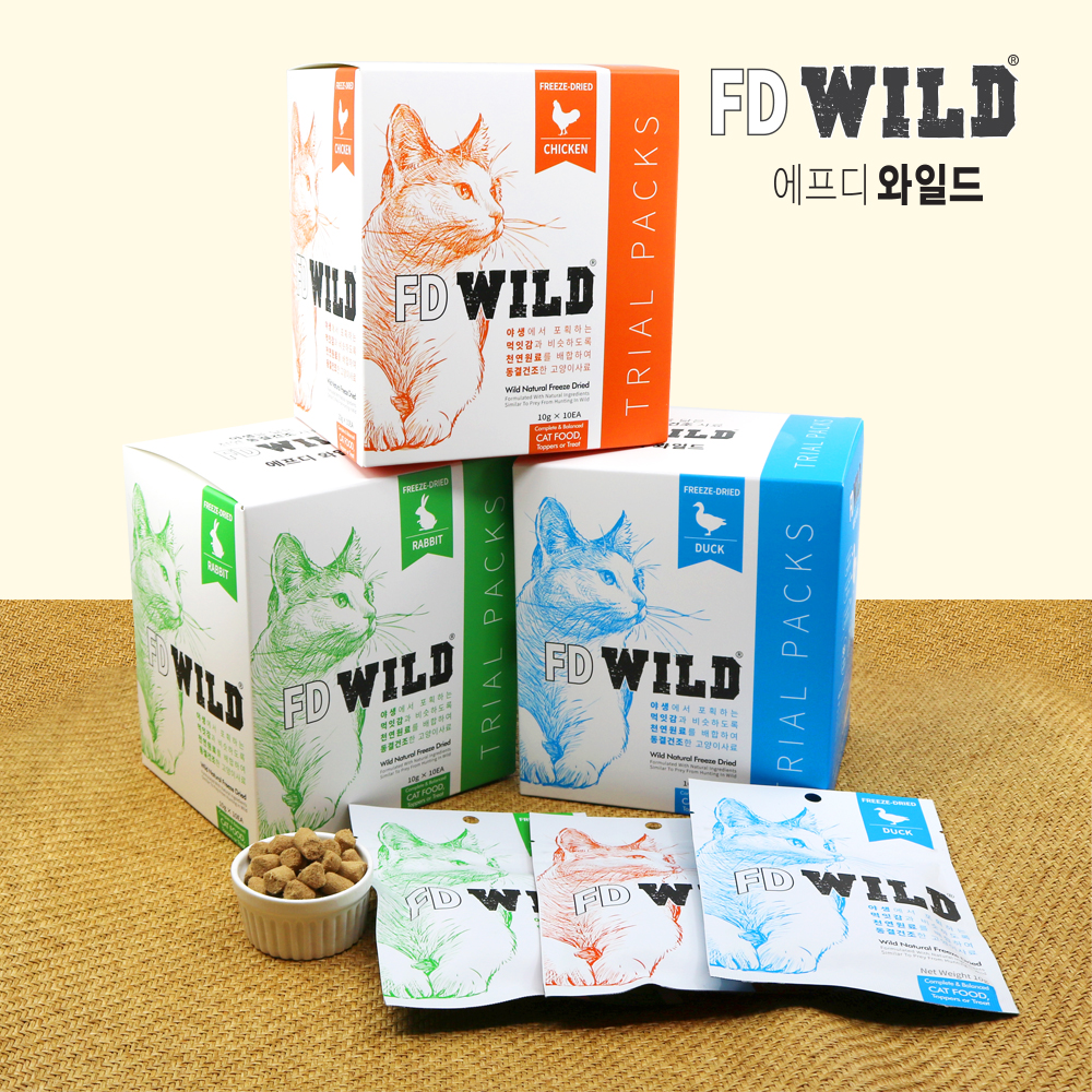 FD WILD 에프디 와일드 고양이 동결건조 사료 트라이얼팩 토끼 10g × 10개입 : 펫월드몰