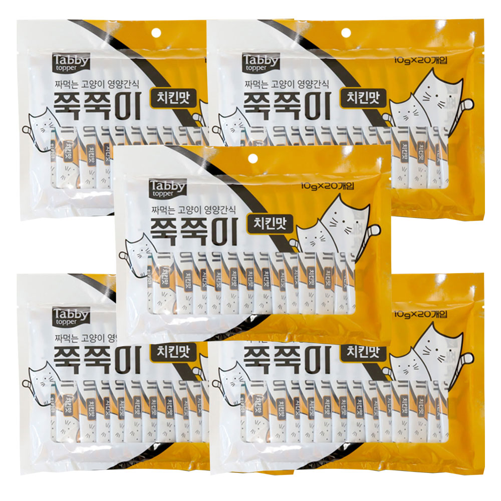테비 쭉쭉이 닭고기, 200g, 5개 : 라이브펫