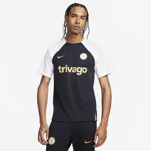 첼시 FC 2023/24 스트라이크 나이키 Dri-FIT 남성용 니트 축구 탑 DX3014-429 Pitch Blue/Pitch Blue/Club Gold/Club Gold : 커먼바잉