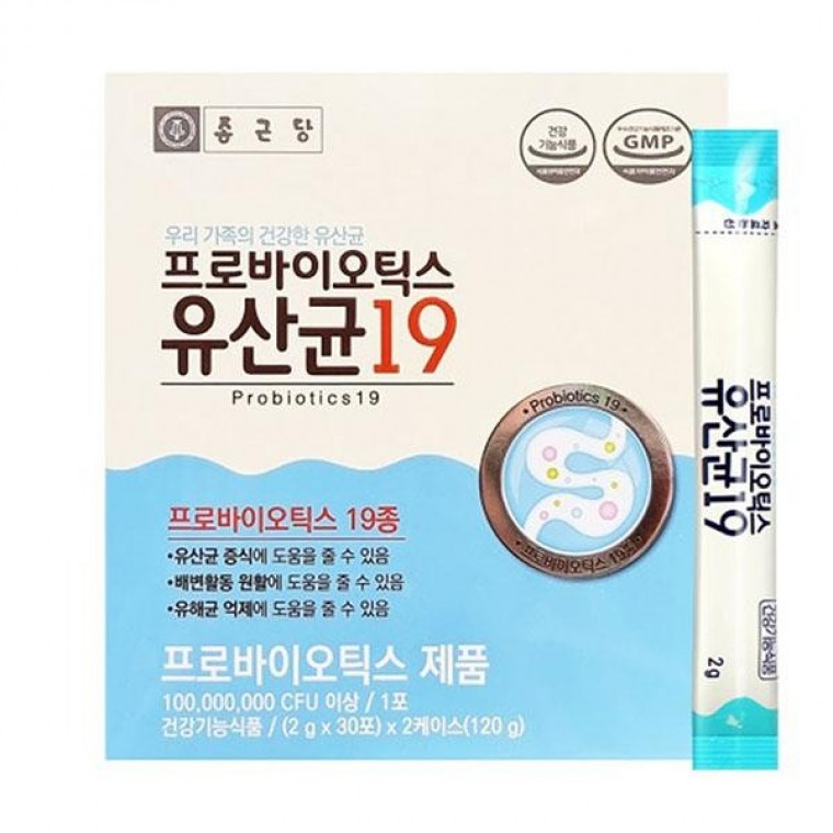 종근당 프로바이오틱스 유산균19 2g x 60포 배변활동 원활 유해균 억제 장건강 영양제 : 시너지케어