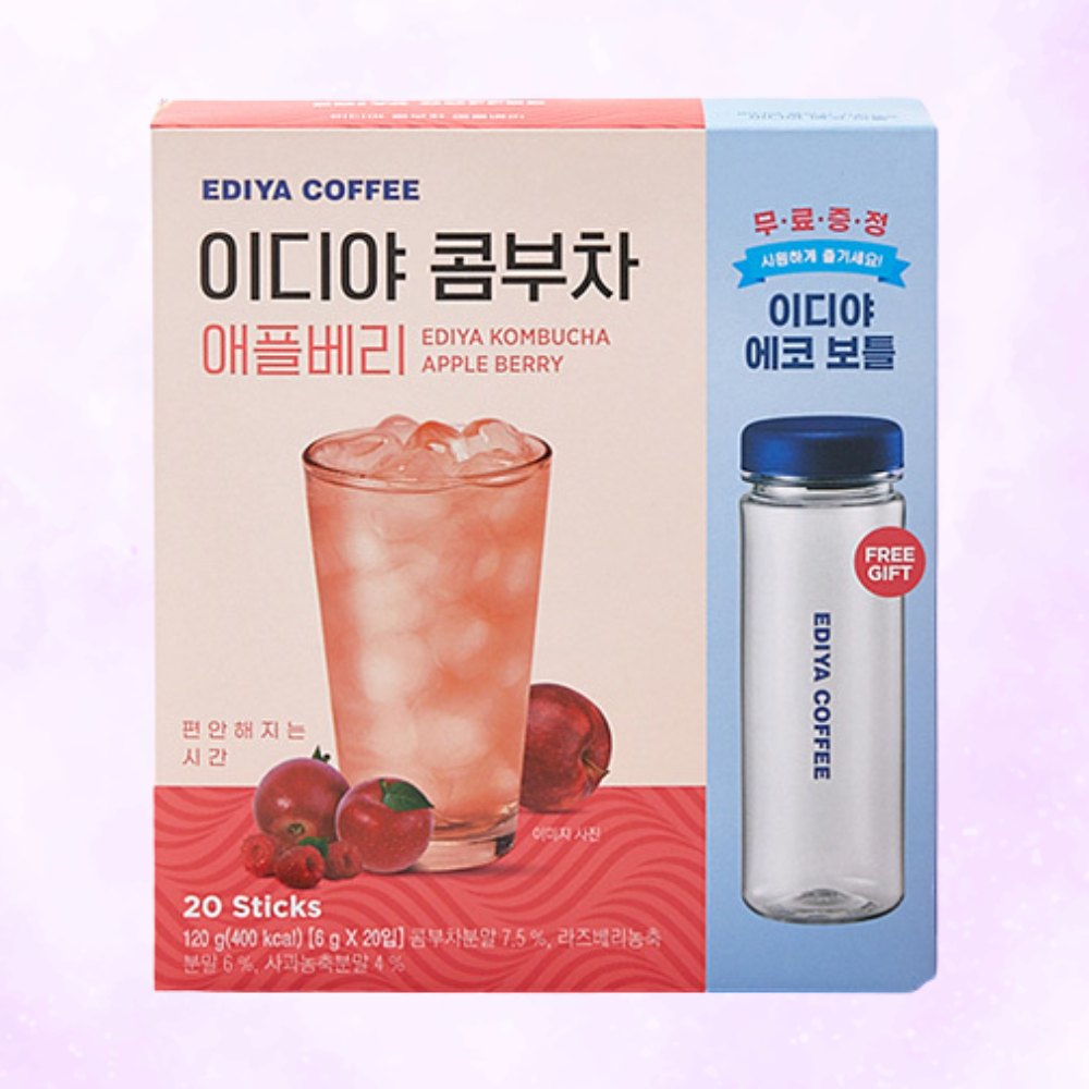 이디야콤부차 다이어트음료 마시는차 애플베리 20T 에코보틀 : 레나모다