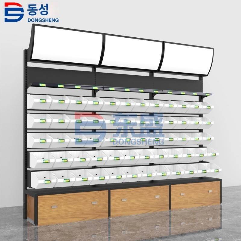 슈퍼마켓 매점 편의점 강철 나무 다층 디스플레이 랙 비스킷 캔디 랙 단면 양면 스낵 선반 : 샹차이