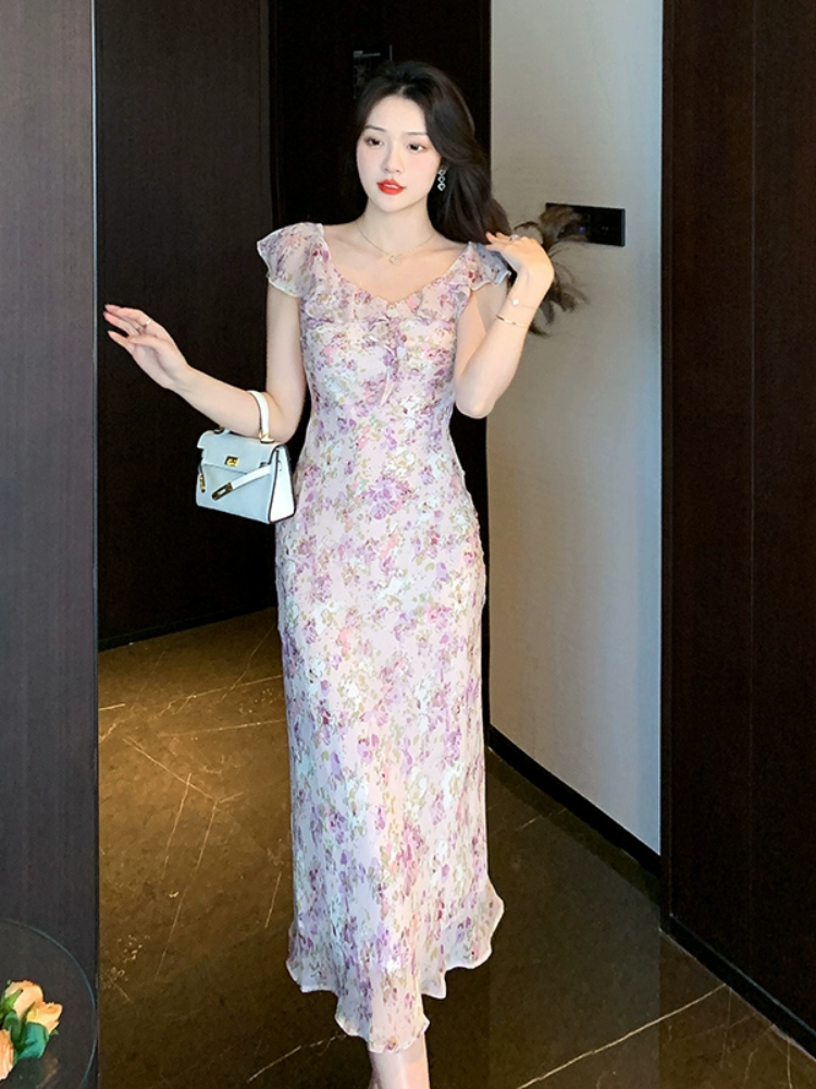봄 여름 머메이드 스커트 슬림핏 라인 롱 미듐 원피스 새틴 날씬해보이는 여성스러운 정장 캐 : Medrar