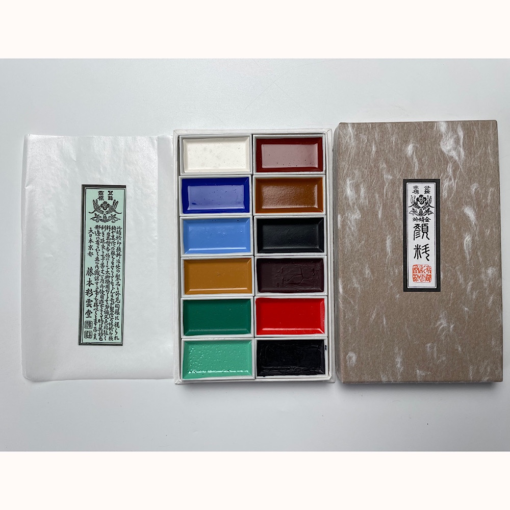 일본 채운당 12색세트 채색화 민화 수묵화 동양화재료 : 은향필방