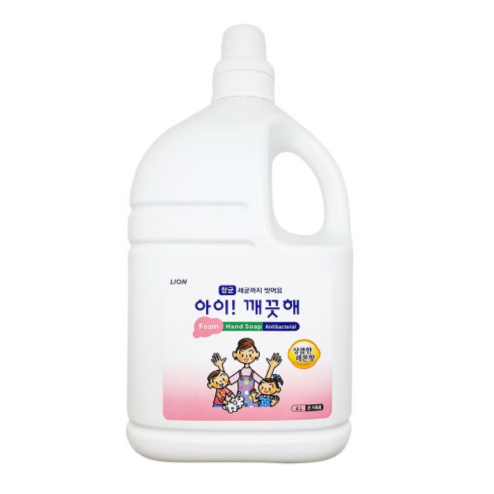 [LION] 아이 깨끗해 핸드 워시 레몬향 4ℓ X 1EA+펌프공용기 490㎖ X 3EA : 그린에버메디신
