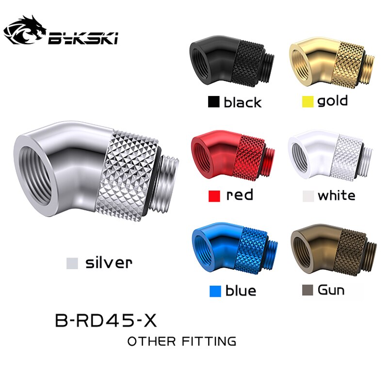 Bykski 45 도 팔꿈치 피팅 PC 물 냉각 360 회전 어댑터 커넥터 F-M G1/4 스레드 B-RD45-X : 셀린언니