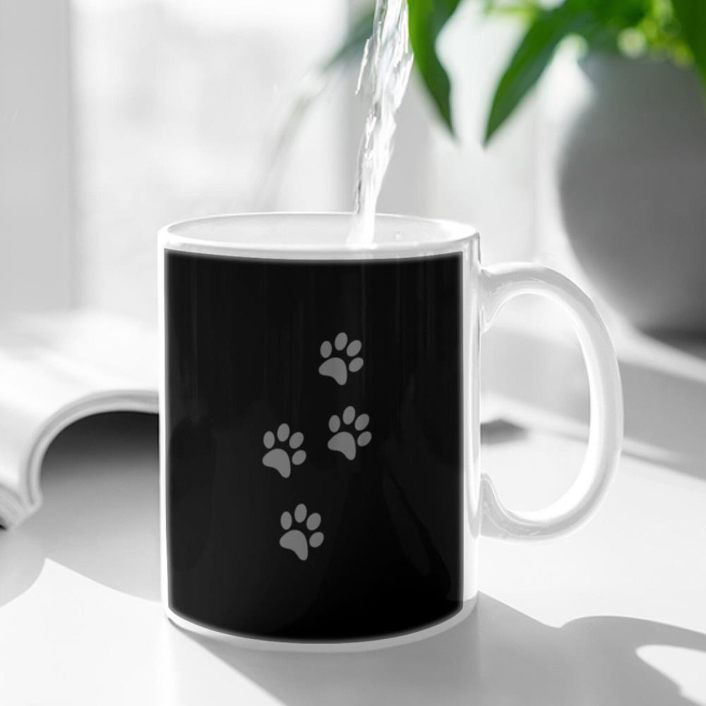 고양이 컵 캐릭터 머그컵 흰색 프린트 발 재미있는 세라믹 머그잔 개 동물 우유 차 커피 : 브라이트존