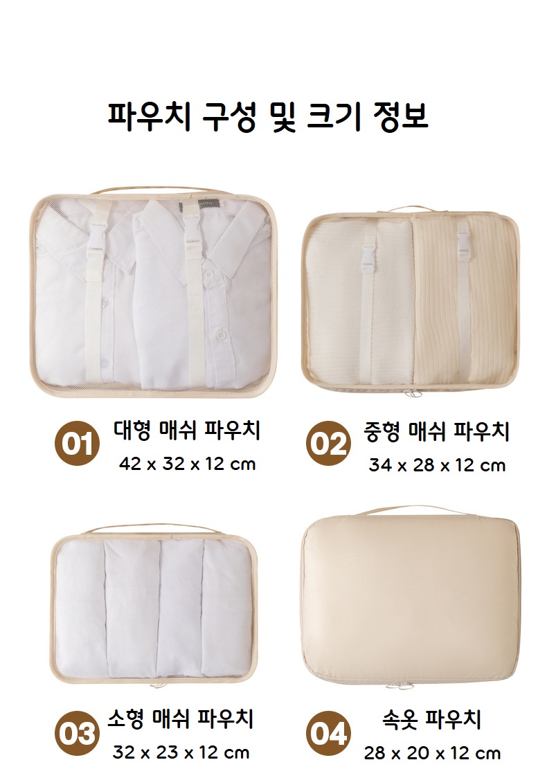 옳고바른 여행용 파우치 세트 방수 신발 속옷 화장품 정리 압축 파우치 신혼여행 필수템 : 옳고바른소비생활