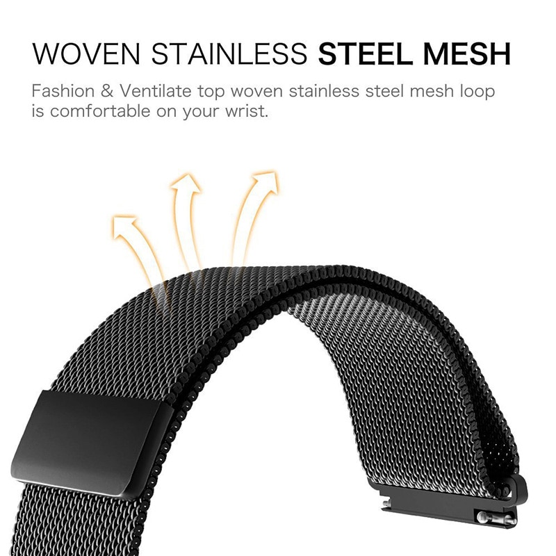 스마트 워치 손목 시계 밴드 줄 팔찌 스트랩 18mm 20mm 22mm 금속 가민 호환 Vivoactive 3 4 4s Venu 2 2s SQ 645 Milanese 루프... 