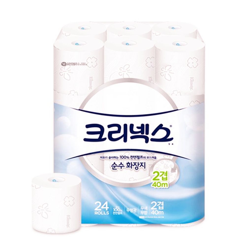 2겹 뽀삐티슈 엠보싱티슈 순수 유한킴벌리티슈 4517462 24롤 40m : 그린폰드