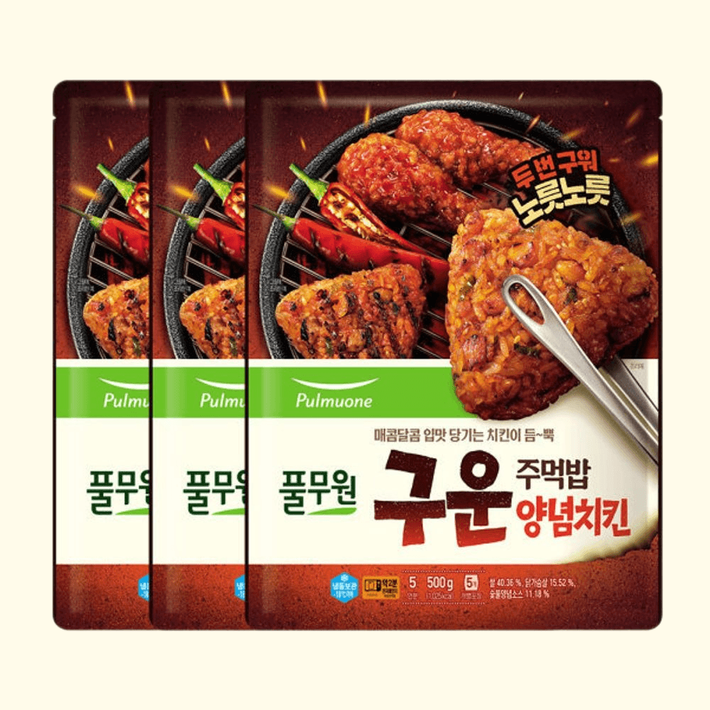 풀무원 구운주먹밥 양념치킨 500g x 3개 간편식 : 썬더마트