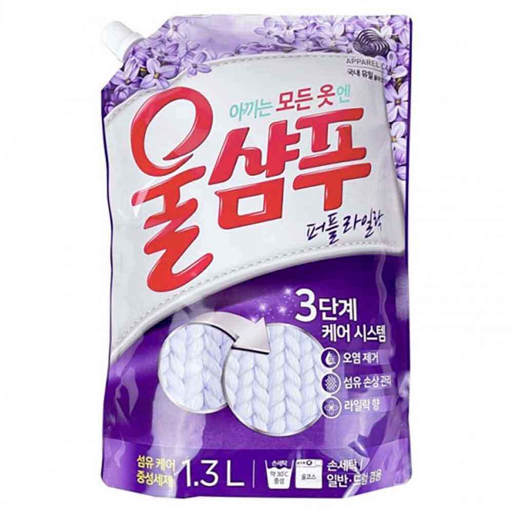 애경울샴푸퍼플라일락 세탁세제 빨래방 세제 건조기 신발 땀냄새 제거용 리필 1.4L : 사랑동이