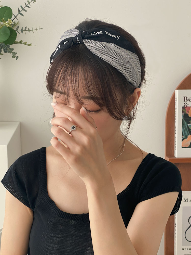 영문 헤링본 꼬임 반다나 헤어밴드 2color : 키메라제이