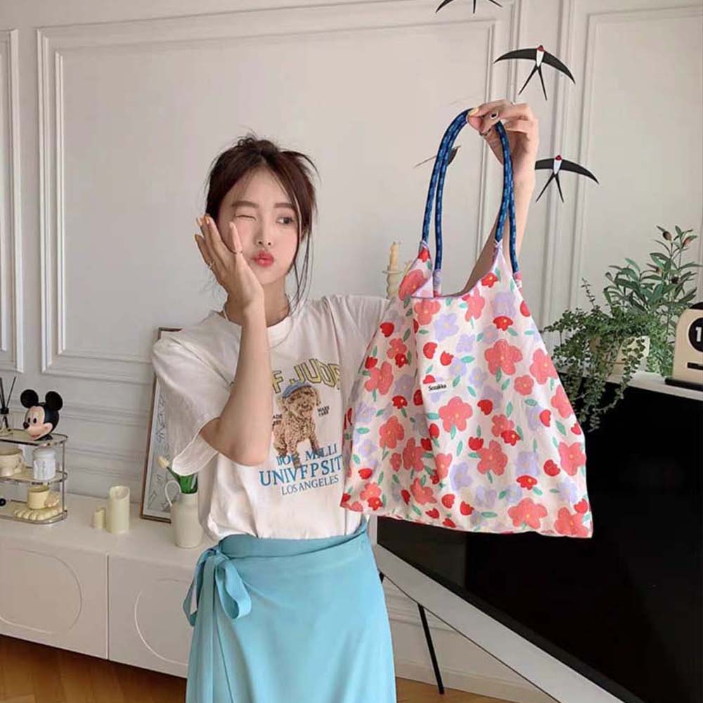 꽃무늬 에코백 장바구니 시장 보부상가방 : 데일리엔 DAILYN