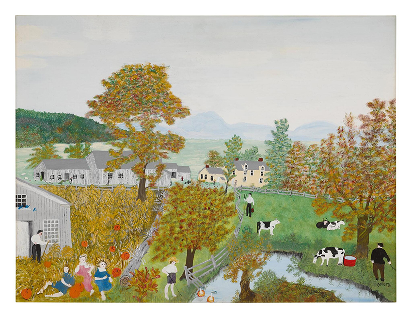 Grandma moses 그랜드마 모지스 OCTOBER 포근한 가을 풍경 액자(포함) : 갤러리 다듬