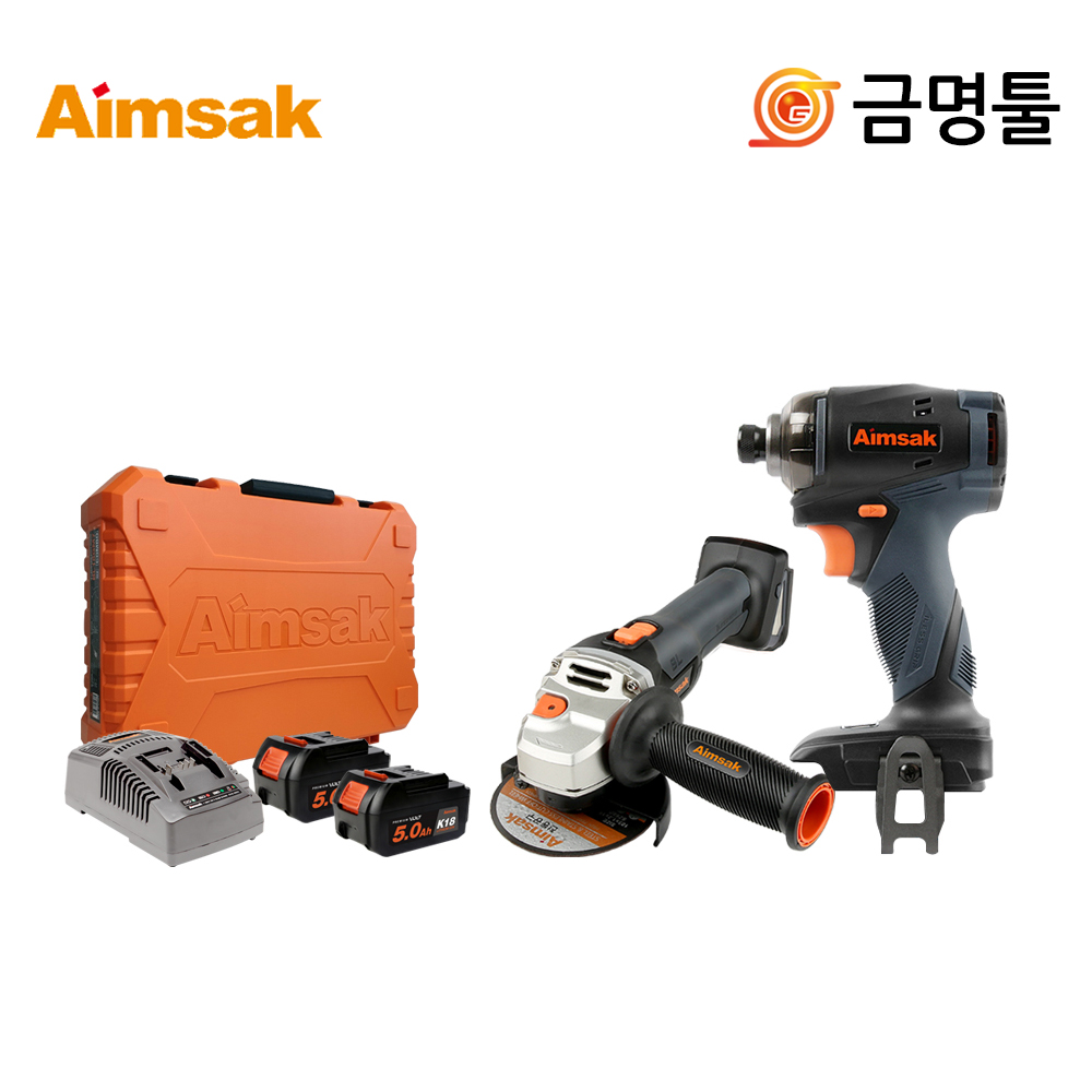 아임삭 BL18GM7 충전콤보세트 18V 5.0AH 2팩 BL모터 BL18G60+BL18M70 임팩+그라인더세트 : 가정용공구