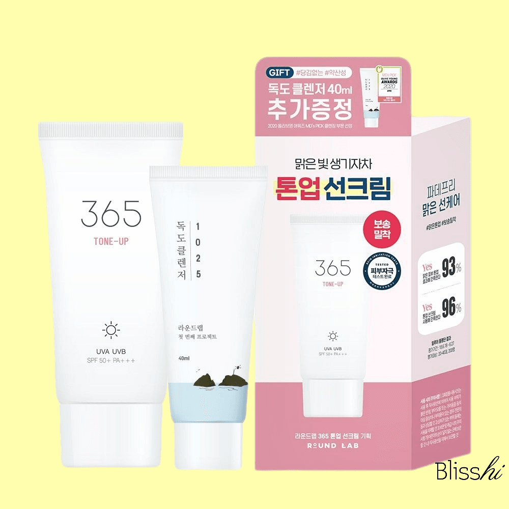 라운드랩 365 톤업 선크림 SPF 50+ PA+++ 50ml + 독도 클렌저 40ml 1세트 : 블리스하이