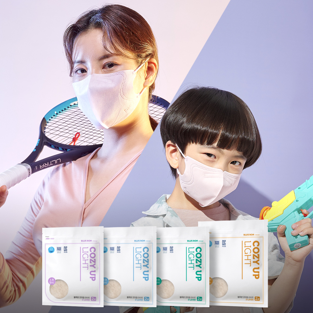 블루본 아이노우 여름용 코지업 라이트 새부리형 어린이 주니어 성인 소형 중형 대형 특대형 마스크 5매 : 올더아이템스