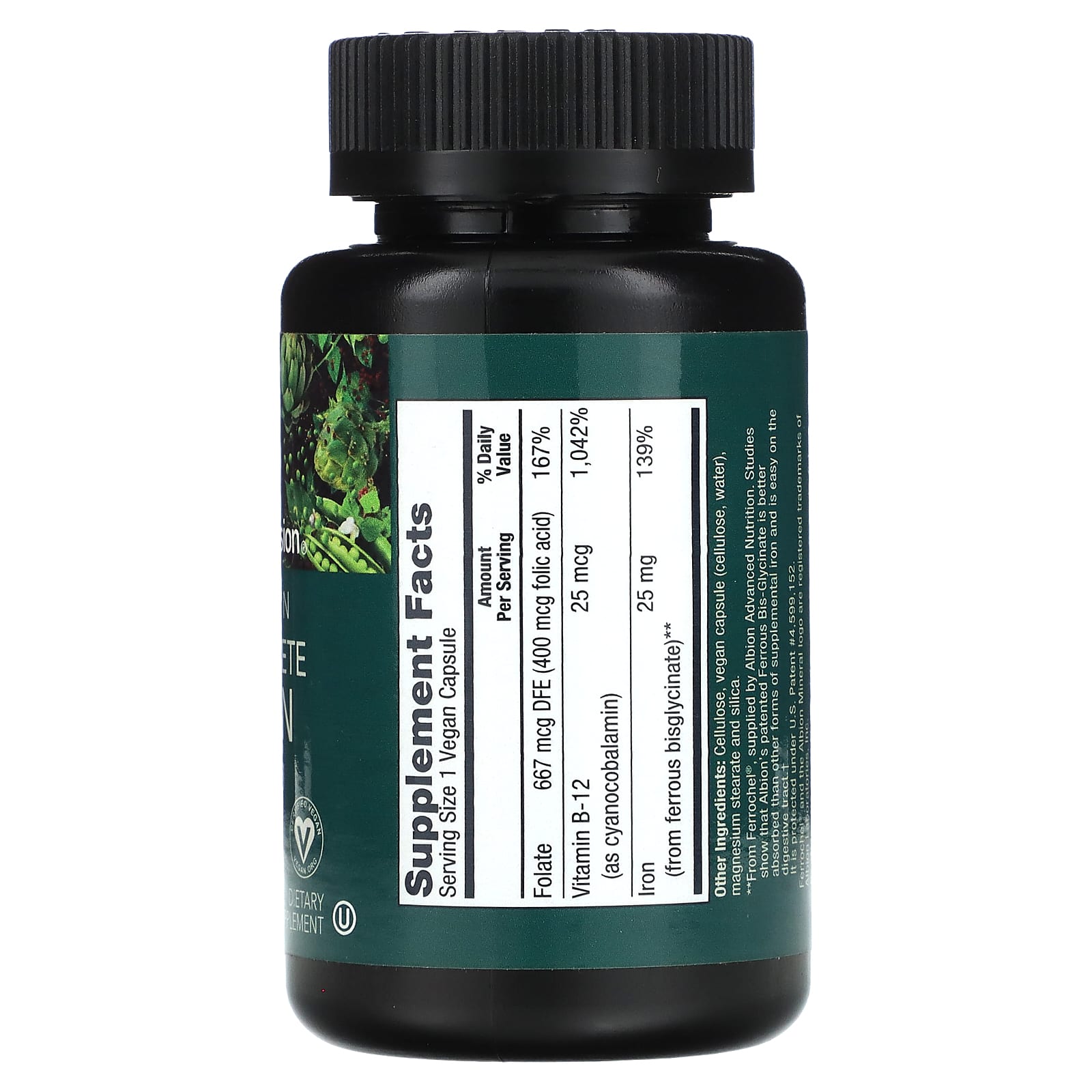 플렌트퓨전 비건 컴플리트 아이런 25mg 캡슐 90정 : 몬리트