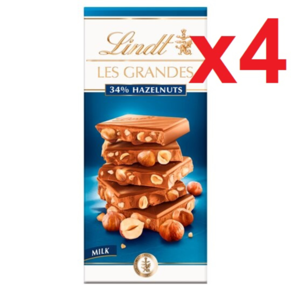 [영국발송] 150g 4개 린트 헤이즐넛 밀크 초콜릿 바 Lindt Hazelnut Milk Chocolate Bar : 윌리엄상회