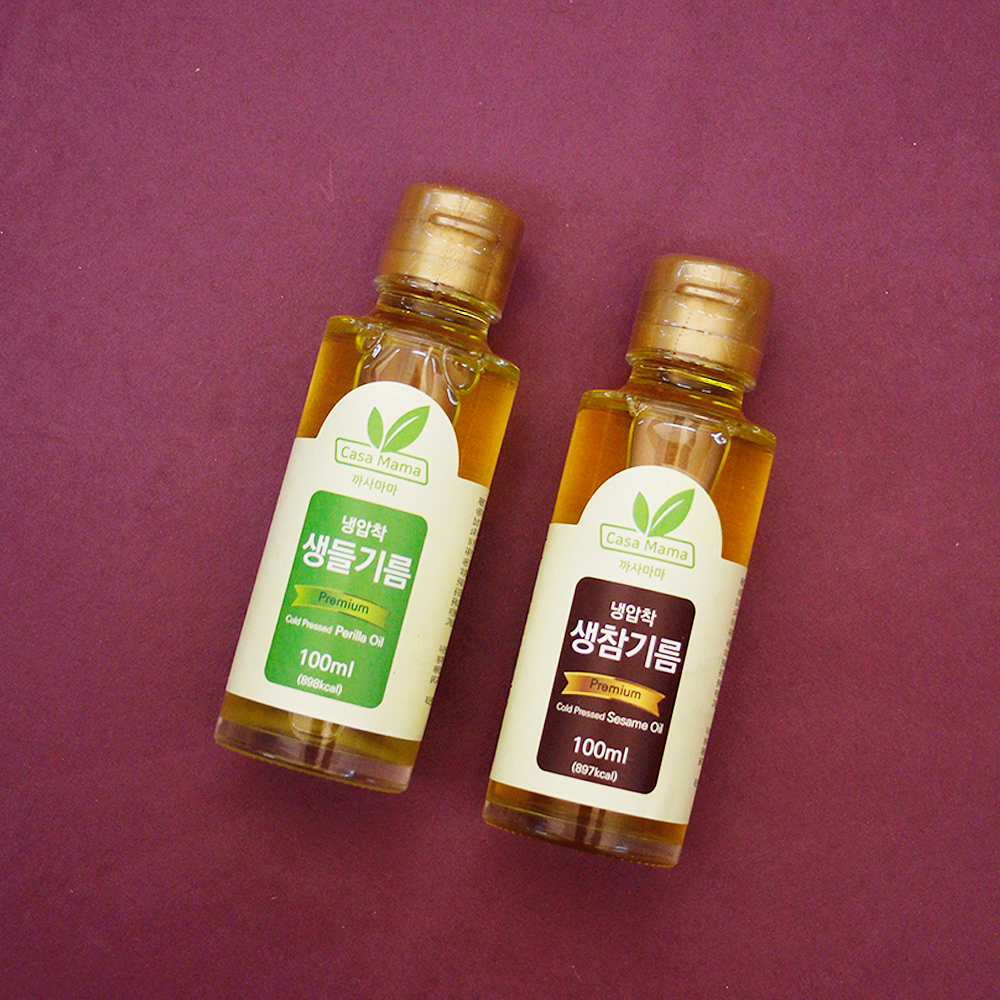 [까사마마 들기름 참기름] 국산 비정제 냉압착 생들기름 생참기름 100ml(2병 1세트) : 까사마마