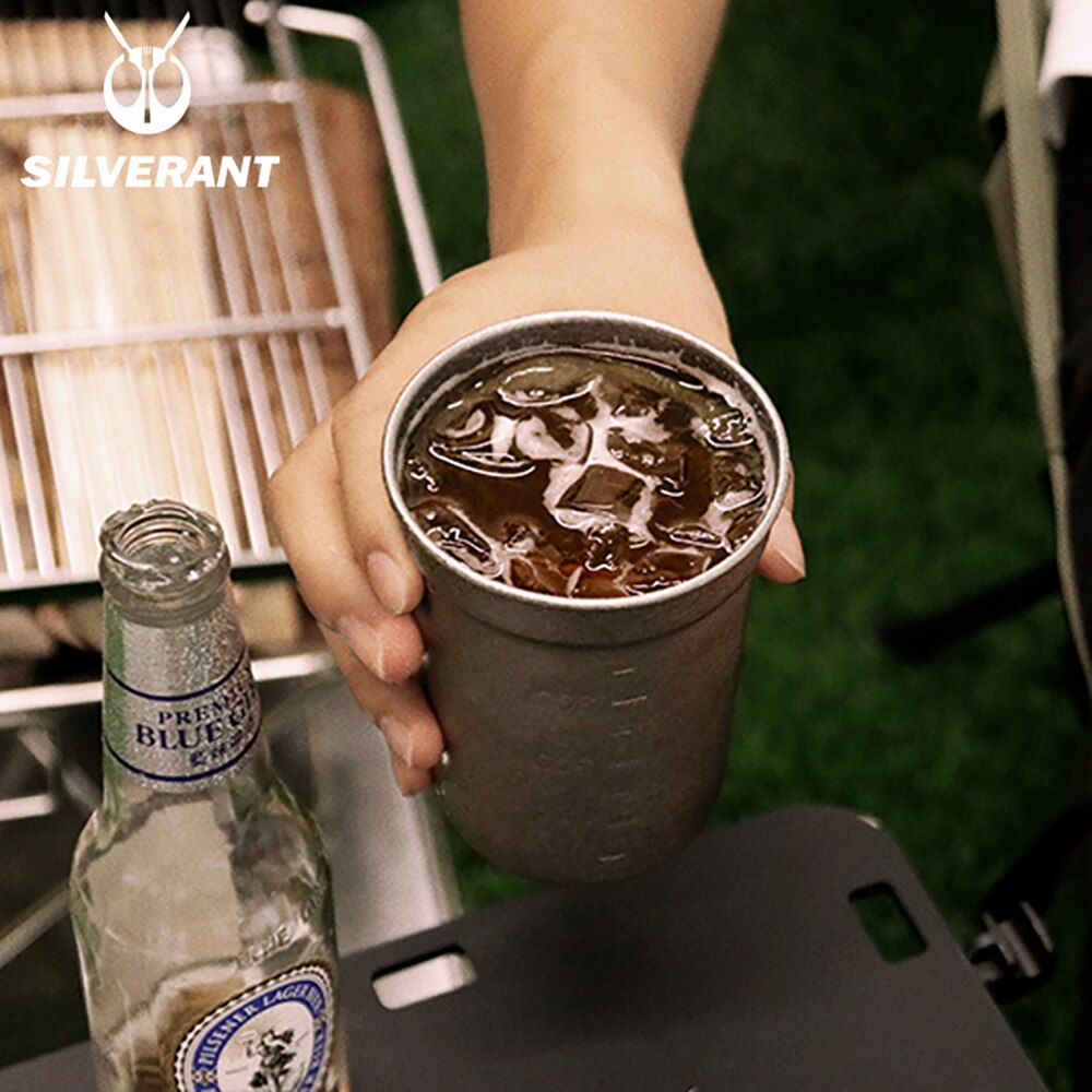 경량 티타늄 맥주 컵 야외 캠핑 물 머그잔 커피 주스 건강한 내구성 좋은 휴대 용이 400ml : 이티몬