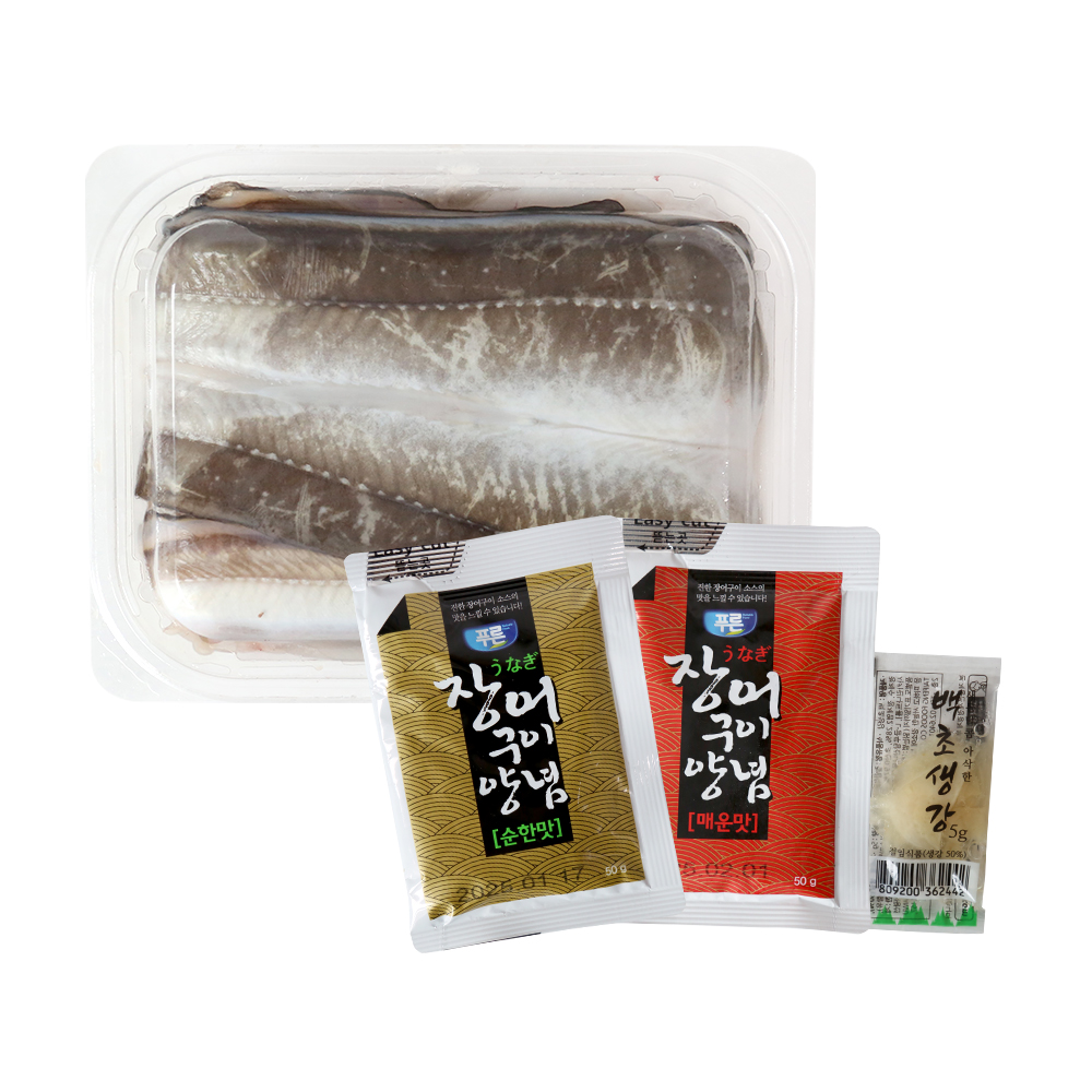 통영 자연산 바다장어 1kg(손질 후 750g 내외) + 소스 2종 : 친환경팔도