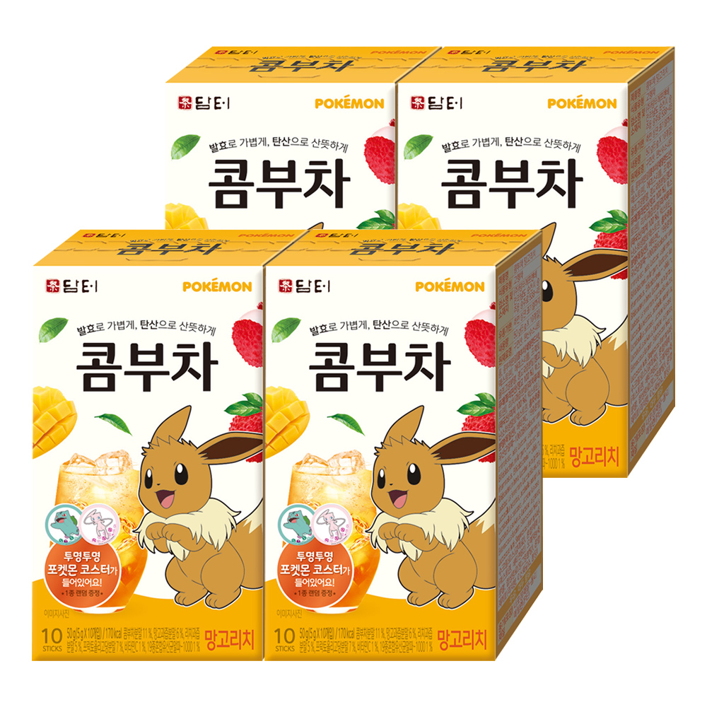 담터 포켓몬 콤부차 망고리치 10T x4개 + 커피믹스 2T 증정 : 유니콘 마트