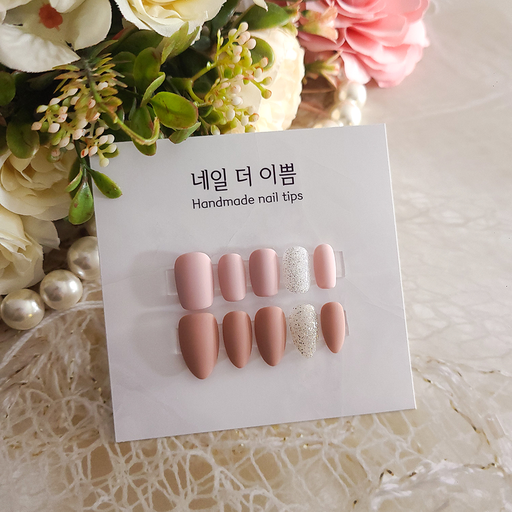 글리터포인트 뮤트톤 무광 수제네일팁 : 네일 더 이쁨