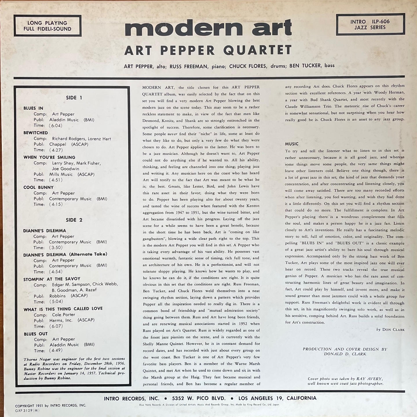 Art Pepper - Modern Art (Intro Records) (GXF3129) : 인터플레이 레코드 샵